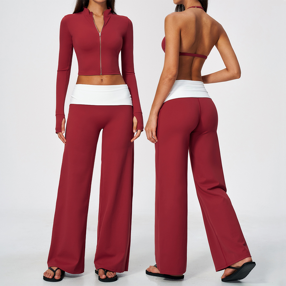 Zip Jacket Wide Leg Pants 2 Pi - Yoga Fitness Workout 评论和价格