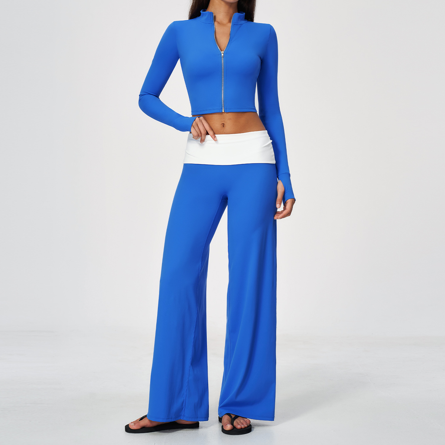 Zip Jacket Wide Leg Pants 2 Pi - Yoga Fitness Workout 评论和价格