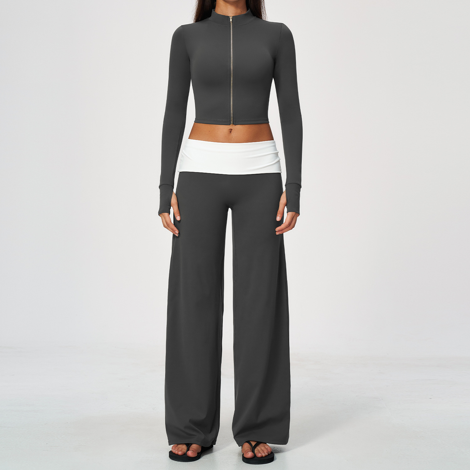 Zip Jacket Wide Leg Pants 2 Pi - Yoga Fitness Workout 评论和价格