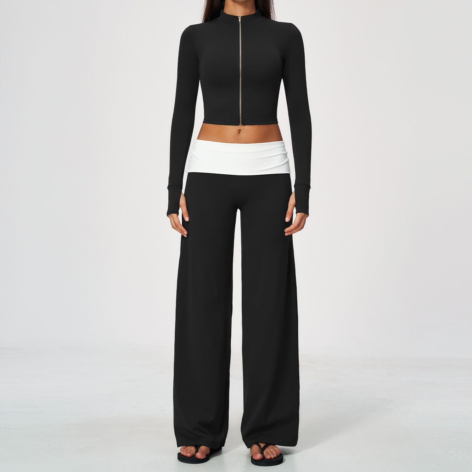 Zip Jacket Wide Leg Pants 2 Pi - Yoga Fitness Workout 评论和价格