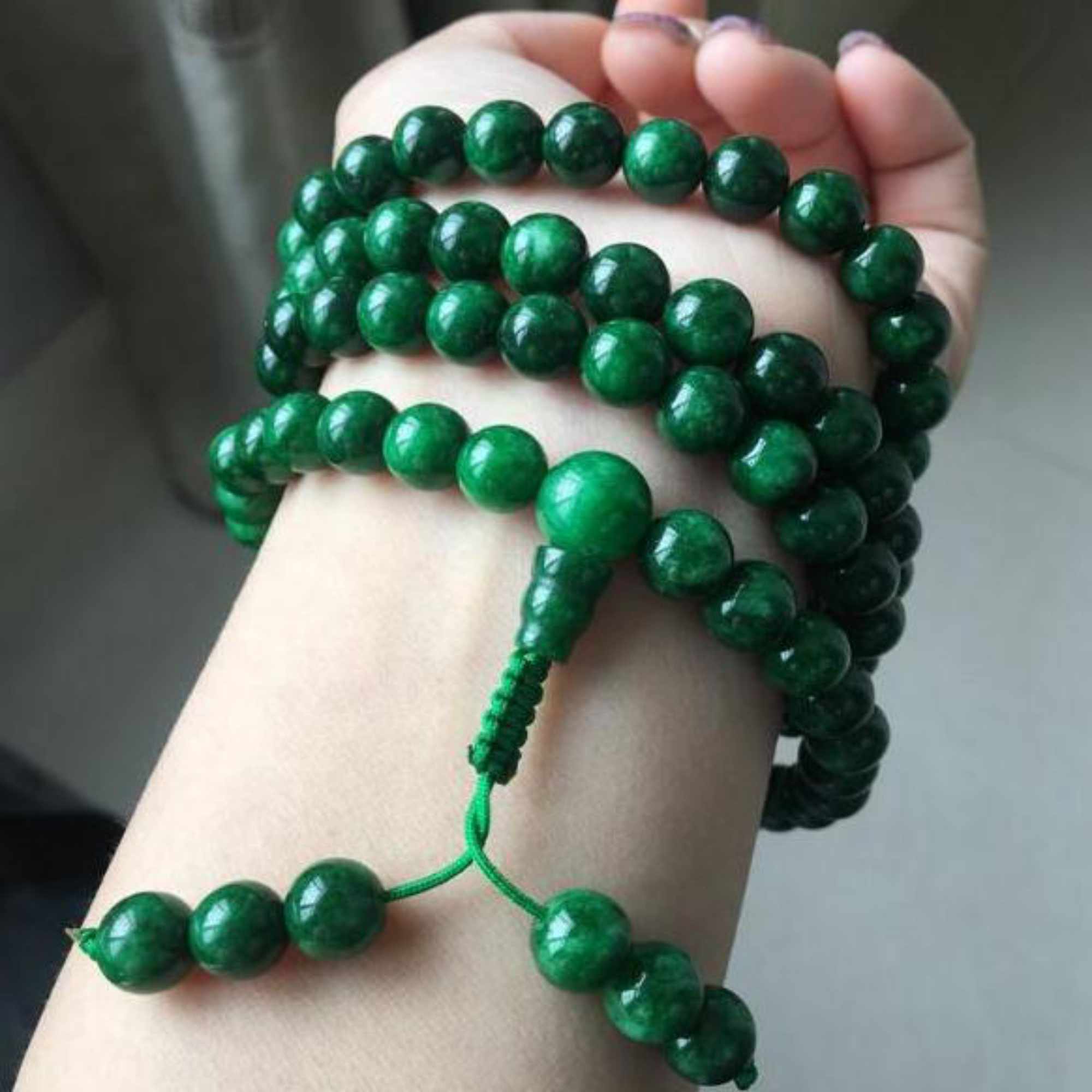 6mm 108 Natural Green jade bea - Yoga Health & Fitness Center 评论和价格