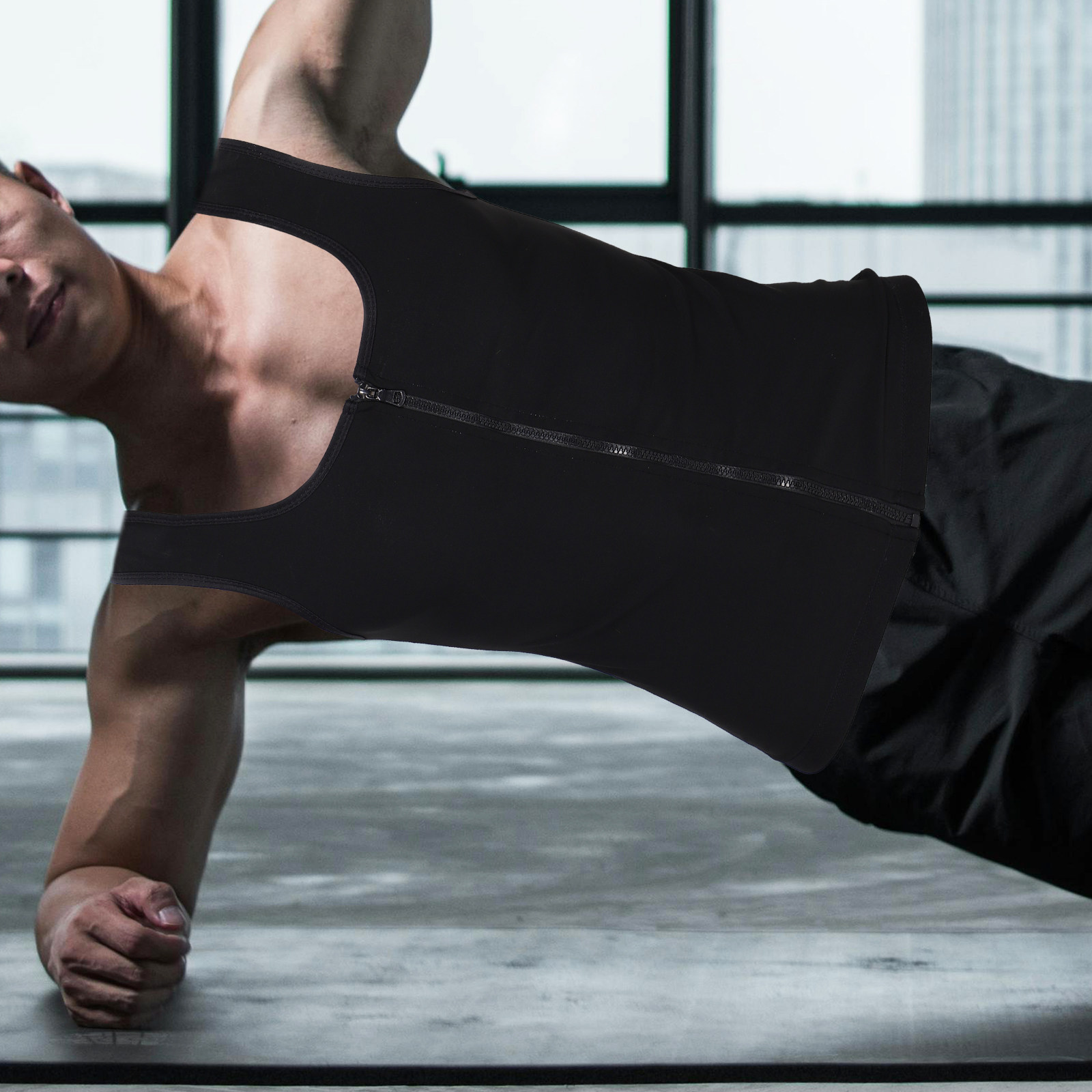 Men Compression Sweat Vest Zip - Yoga Fitness Workout 评论和价格
